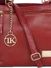 Load image into Gallery viewer, Women Red Texture Leather Structured Handheld Bag
