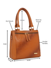 Load image into Gallery viewer, Women Tan Texture Leather Structured Handheld Bag
