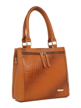 Load image into Gallery viewer, Women Tan Texture Leather Structured Handheld Bag
