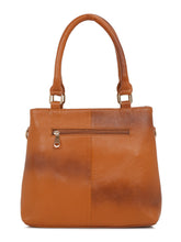 Load image into Gallery viewer, Women Tan Texture Leather Structured Handheld Bag
