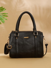 Load image into Gallery viewer, Women Black Texture Leather Structured Bag
