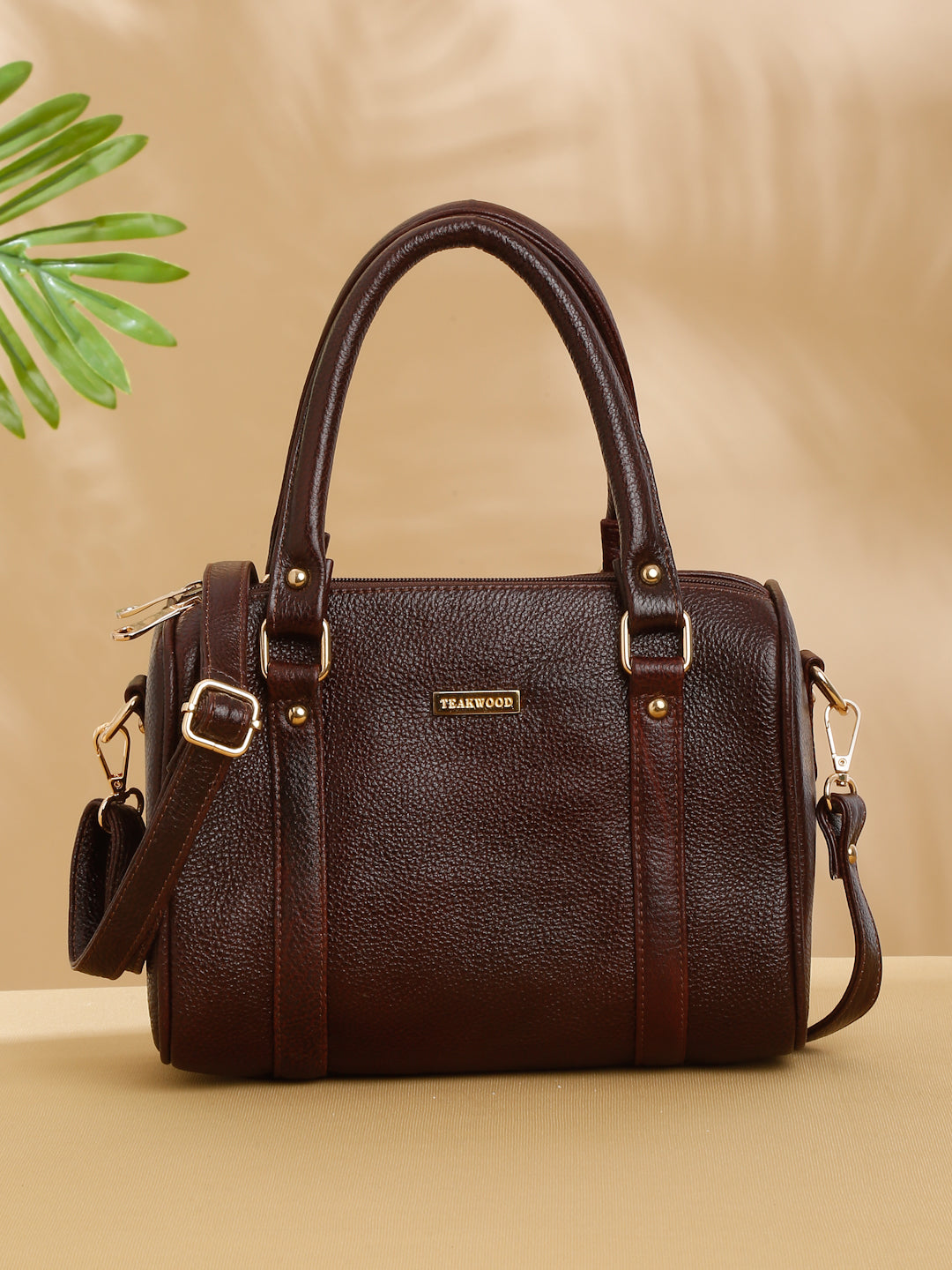 Women Brown Texture Leather Structured Bag – Teakwood Leathers