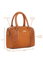 Load image into Gallery viewer, Women Tan Texture Leather Structured Bag
