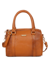 Load image into Gallery viewer, Women Tan Texture Leather Structured Bag
