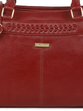 Load image into Gallery viewer, Women Red Texture Leather Handheld Bag
