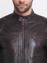 Load image into Gallery viewer, Men Solid Mocca Leather Jacket
