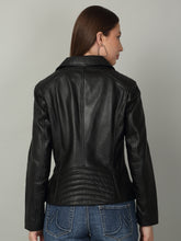 Load image into Gallery viewer, Women Classic Black Biker Leather Jacket
