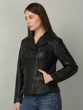 Load image into Gallery viewer, Women Classic Black Biker Leather Jacket
