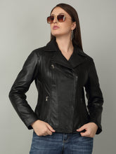 Load image into Gallery viewer, Women Classic Black Biker Leather Jacket
