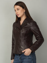 Load image into Gallery viewer, Women Classic Brown Biker Leather Jacket
