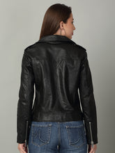 Load image into Gallery viewer, Women Retro Style Black Leather Jacket
