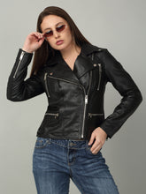 Load image into Gallery viewer, Women Retro Style Black Leather Jacket
