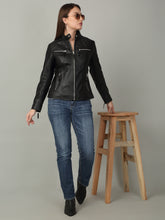 Load image into Gallery viewer, Women Sleek Black Leather Jacket
