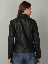 Load image into Gallery viewer, Women Sleek Black Leather Jacket
