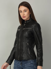 Load image into Gallery viewer, Women Sleek Black Leather Jacket
