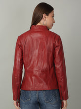 Load image into Gallery viewer, Women Sleek Red Leather Jacket
