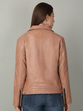 Load image into Gallery viewer, Women&#39;s Rose Leather Biker Jacket
