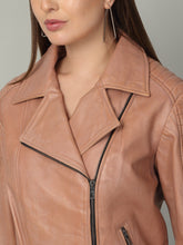 Load image into Gallery viewer, Women&#39;s Rose Leather Biker Jacket
