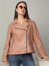 Load image into Gallery viewer, Women&#39;s Rose Leather Biker Jacket
