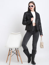 Load image into Gallery viewer, Teakwood Genuine Leathers Women`s Black Jacket
