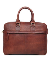 Load image into Gallery viewer, Unisex Brown Leather Laptop Bag With Detachable Strap
