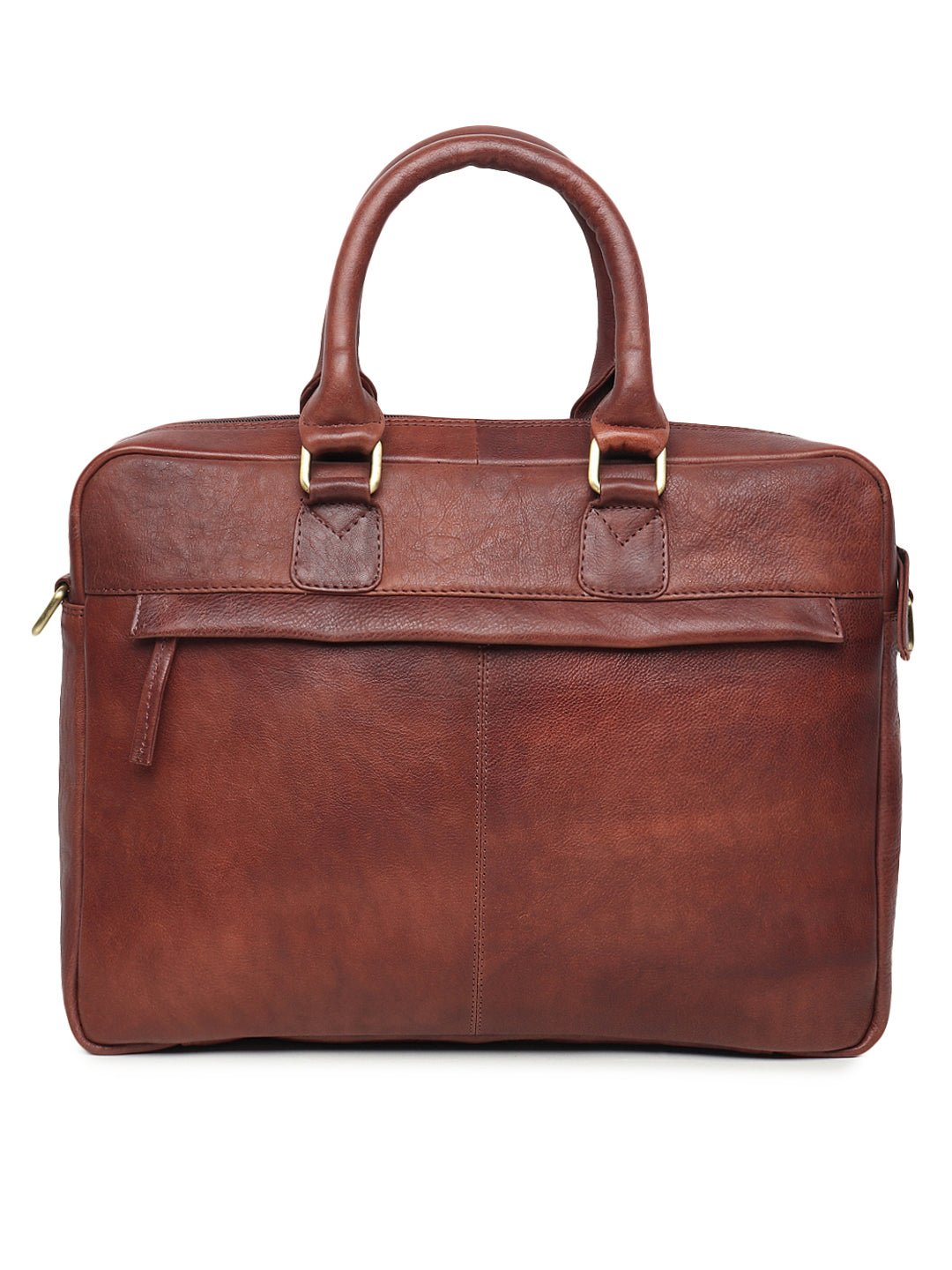 Unisex Brown Leather Laptop Bag With Detachable Strap Teakwood Leathers