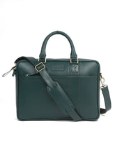 Load image into Gallery viewer, Unisex Green Solid Leather Structured laptop Bag - Clearance sale
