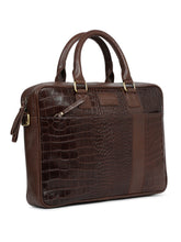 Load image into Gallery viewer, Unisex Brown Croco Texture Leather Bag
