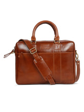 Load image into Gallery viewer, Unisex Tan Solid Leather Bag
