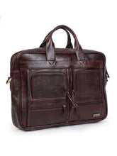 Load image into Gallery viewer, Unisex Brown Solid Genuine Leather Laptop Bag
