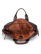 Load image into Gallery viewer, Unisex Brown Solid Genuine Leather Laptop Bag
