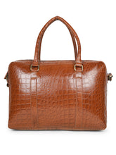 Load image into Gallery viewer, Unisex Tan &amp; Black Textured Leather Laptop Bag
