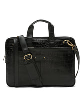 Load image into Gallery viewer, Unisex Black Textured Genuine Leather Laptop Bag

