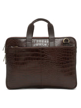 Load image into Gallery viewer, Unisex Brown Textured Genuine Leather Laptop Bag
