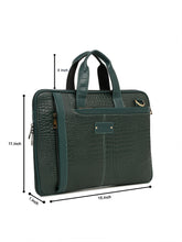 Load image into Gallery viewer, Unisex Green Croco Leather Laptop Bag
