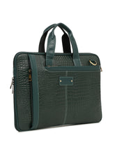 Load image into Gallery viewer, Unisex Green Croco Leather Laptop Bag
