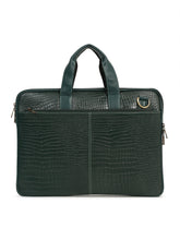 Load image into Gallery viewer, Unisex Green Croco Leather Laptop Bag
