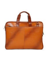 Load image into Gallery viewer, Unisex Tan Croco Leather Laptop Bag
