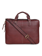 Load image into Gallery viewer, Teakwood Brown Solid Genuine Leather Laptop bag
