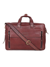 Load image into Gallery viewer, Teakwood Brown Solid Genuine Leather Laptop Bag
