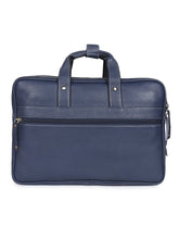 Load image into Gallery viewer, Teakwood Blue Solid Genuine Leather Laptop bag
