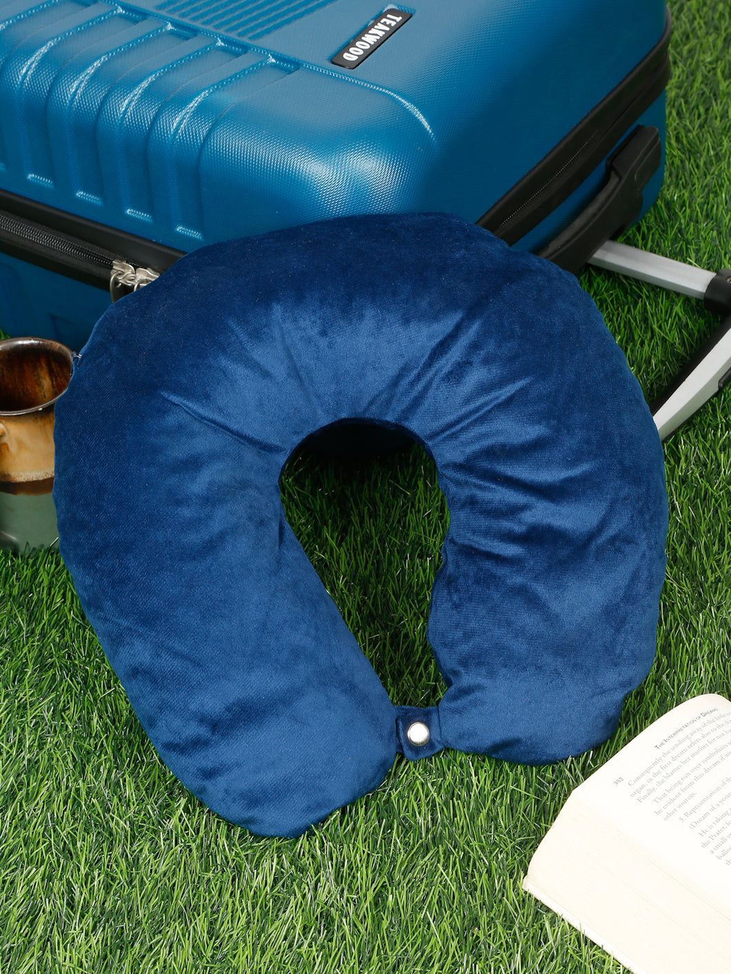 Blue U-Shaped NeckPillow with Been Balls Filled