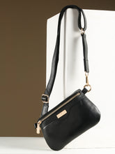 Load image into Gallery viewer, Women black leather sling bag
