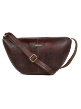 Load image into Gallery viewer, Women brown leather sling bag
