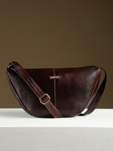 Load image into Gallery viewer, Women brown leather sling bag
