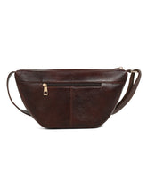 Load image into Gallery viewer, Women brown leather sling bag

