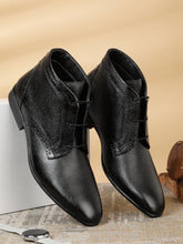 Load image into Gallery viewer, Men's Black Leather Lace-up Chukka Boots
