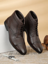 Load image into Gallery viewer, Men's Brown Texture Leather Lace-up Chukka Boots
