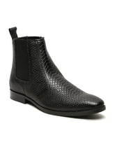 Load image into Gallery viewer, Men&#39;s Croco Texture Black Leathers Boots
