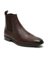 Load image into Gallery viewer, Men&#39;s Croco Texture Brown Leathers Boots
